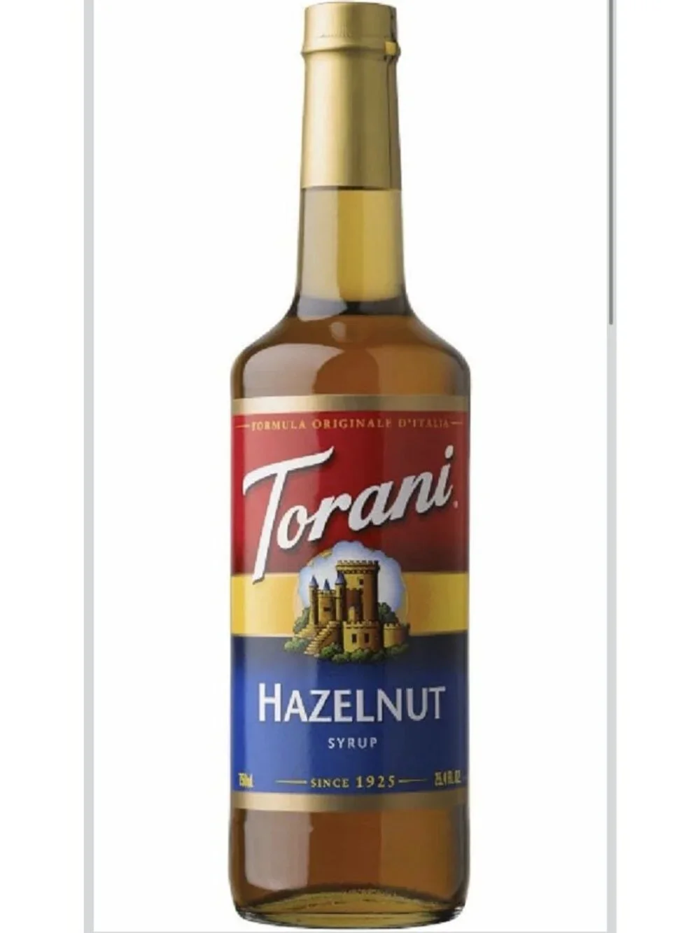 Torani Hazelnut Syrup, 750 ml 25.4 OZ G-Hazelnut Exp Date: April 7. 2027